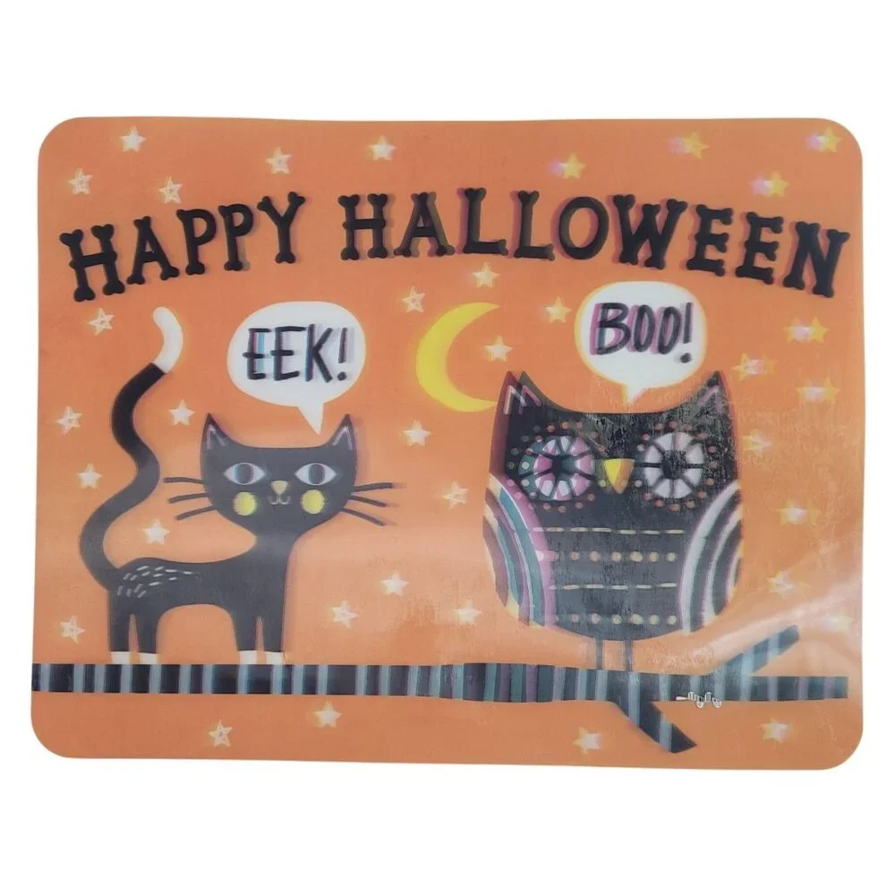 Target Halloween Lenticular Placemats x2 Ghosts Cat Owl Holographic 18